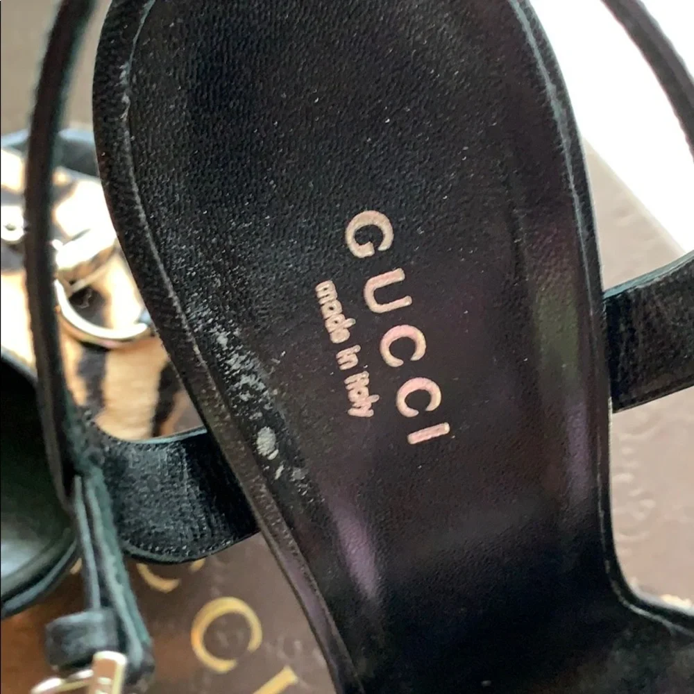 Gucci Leopard Print Platform Sandals with Gold Horsebit - Picture 5 of 6